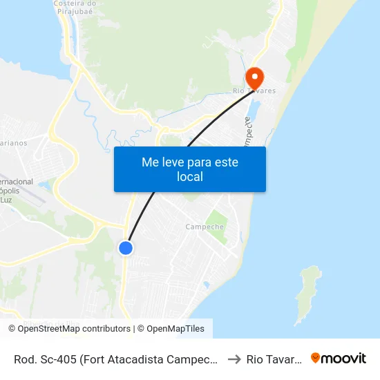 Rod. Sc-405 (Fort Atacadista Campeche) to Rio Tavares map