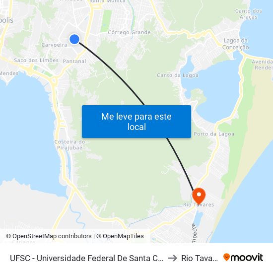 UFSC - Universidade Federal De Santa Catarina to Rio Tavares map