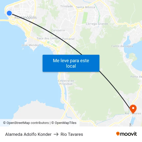 Alameda Adolfo Konder to Rio Tavares map