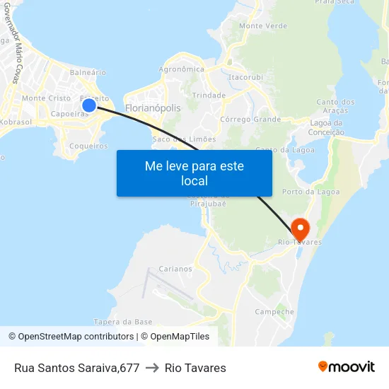 Capoeiras 006 to Rio Tavares map