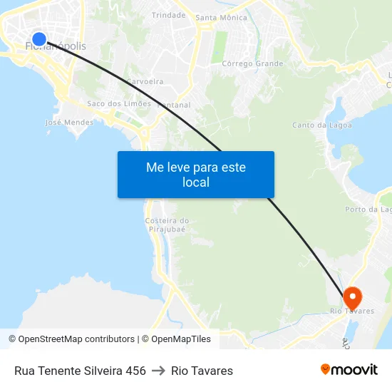 Rua Tenente Silveira 456 to Rio Tavares map