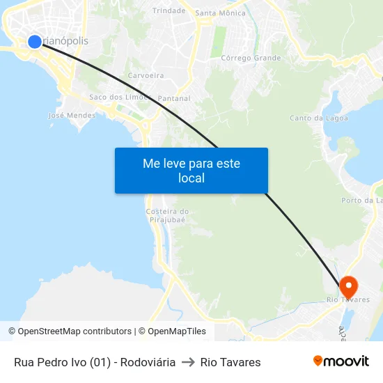 Rua Pedro Ivo (01) - Rodoviária to Rio Tavares map