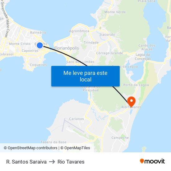 R. Santos Saraiva to Rio Tavares map