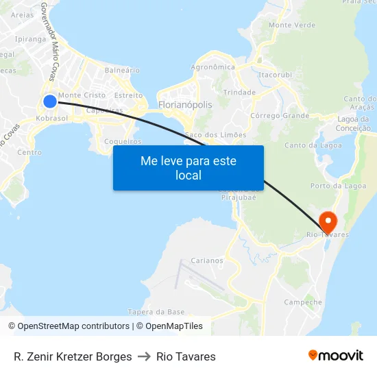 R. Zenir Kretzer Borges to Rio Tavares map