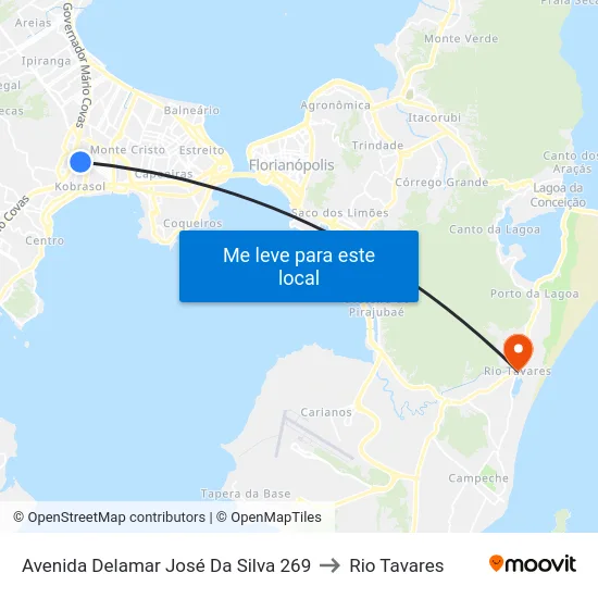 Avenida Delamar José Da Silva 269 to Rio Tavares map
