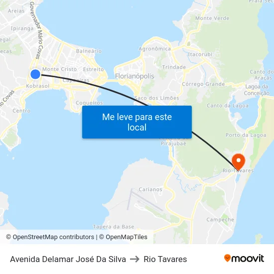 Avenida Delamar José Da Silva to Rio Tavares map