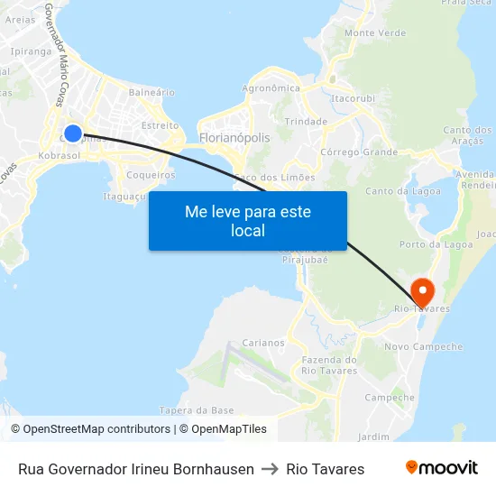 Rua Governador Irineu Bornhausen to Rio Tavares map