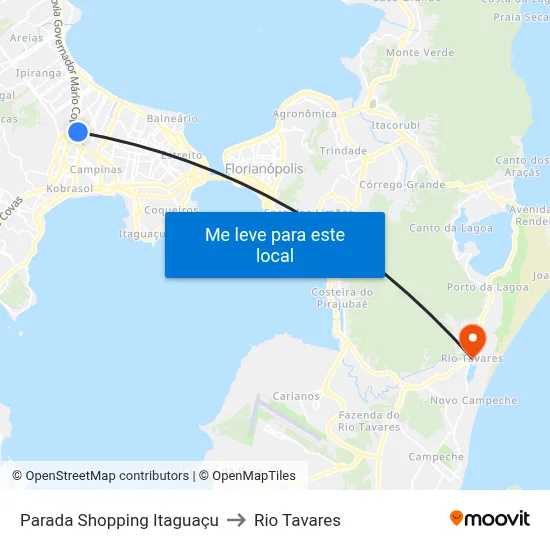Parada Shopping Itaguaçu to Rio Tavares map