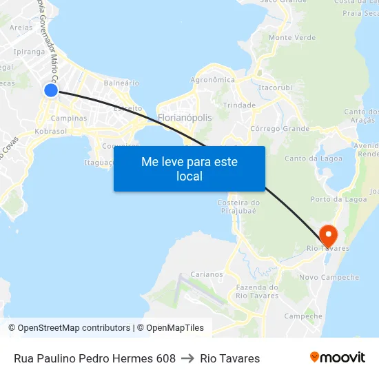 Rua Paulino Pedro Hermes 608 to Rio Tavares map