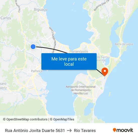 Rua Antônio Jovita Duarte 5631 to Rio Tavares map