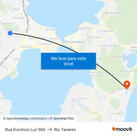 Rua Docilicio Luz 960 to Rio Tavares map
