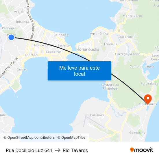 Rua Docilicio Luz 641 to Rio Tavares map