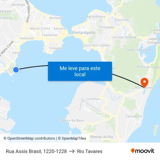 Rua Assis Brasil, 1220-1228 to Rio Tavares map