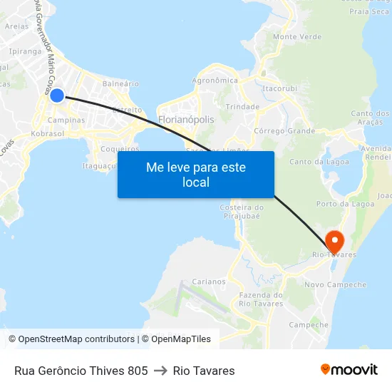 Rua Gerôncio Thives 805 to Rio Tavares map