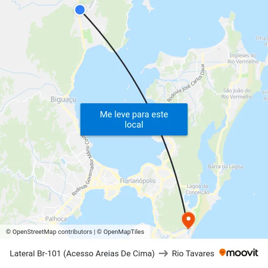 Lateral Br-101 (Acesso Areias De Cima) to Rio Tavares map