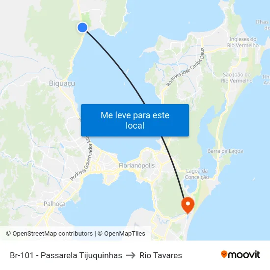 Br-101 - Passarela Tijuquinhas to Rio Tavares map