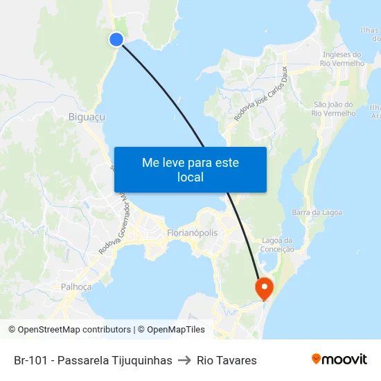 Br-101 - Passarela Tijuquinhas to Rio Tavares map
