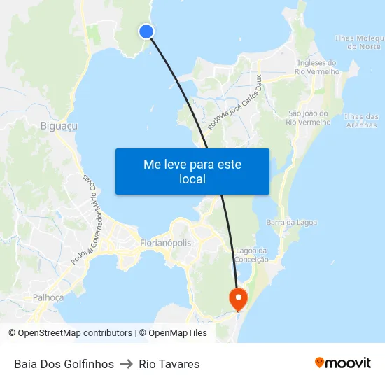 Baía Dos Golfinhos to Rio Tavares map