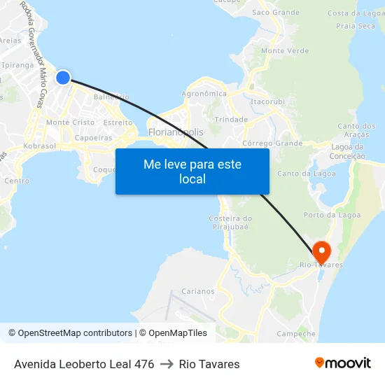 Avenida Leoberto Leal 476 to Rio Tavares map