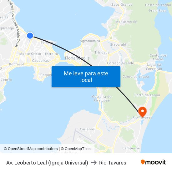 Av. Leoberto Leal (Igreja Universal) to Rio Tavares map