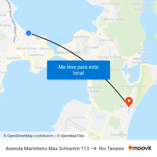 Avenida Marinheiro Max Schramm 113 to Rio Tavares map