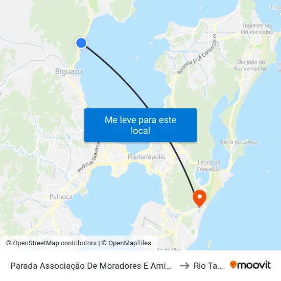 Parada Associação De Moradores E Amigos De São Miguel to Rio Tavares map