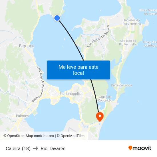 Caieira (18) to Rio Tavares map