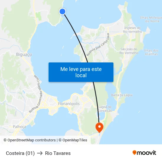 Costeira (01) to Rio Tavares map