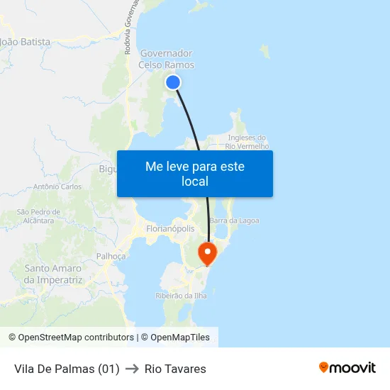 Vila De Palmas (01) to Rio Tavares map