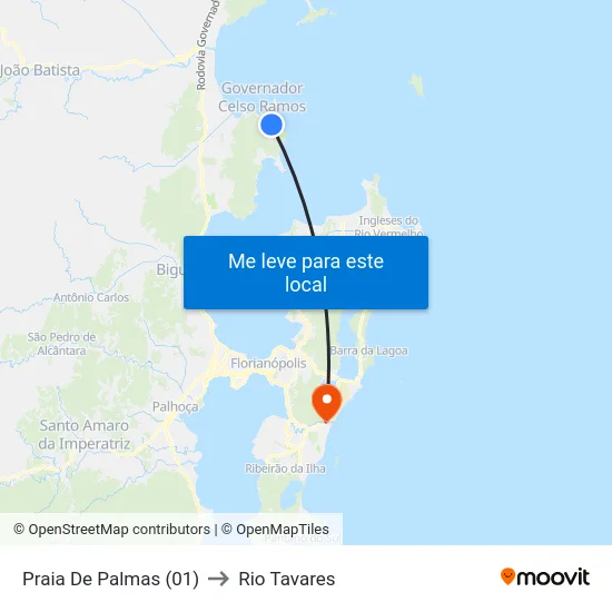 Praia De Palmas (01) to Rio Tavares map