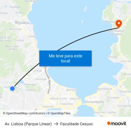 Parada Parque Linear to Faculdade Cesusc map