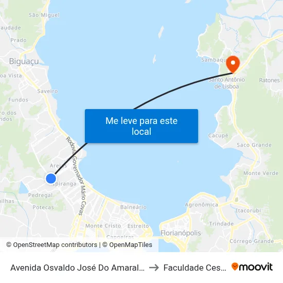 Avenida Osvaldo José Do Amaral,2309 to Faculdade Cesusc map