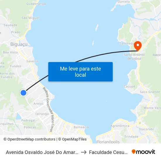 Avenida Osvaldo José Do Amaral to Faculdade Cesusc map