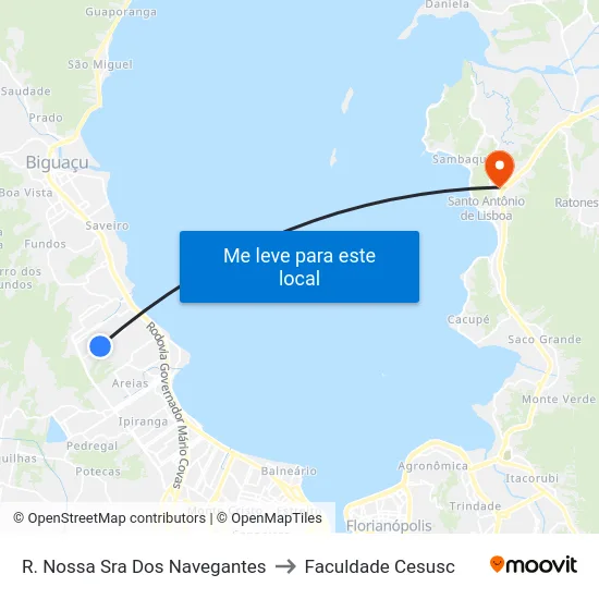 R. Nossa Sra Dos Navegantes to Faculdade Cesusc map