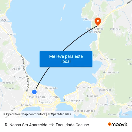 R. Nossa Sra Aparecida to Faculdade Cesusc map