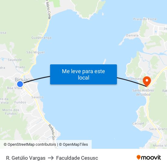 R. Getúlio Vargas to Faculdade Cesusc map