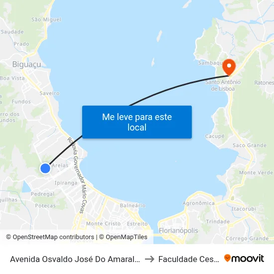 Avenida Osvaldo José Do Amaral 3895 to Faculdade Cesusc map