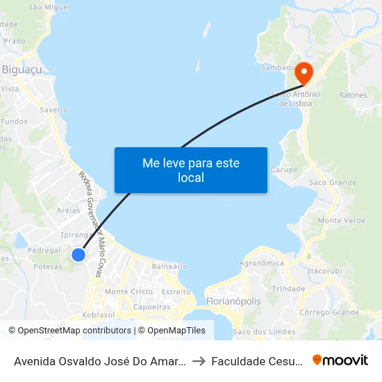Avenida Osvaldo José Do Amaral to Faculdade Cesusc map