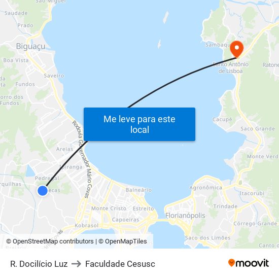 R. Docilício Luz to Faculdade Cesusc map