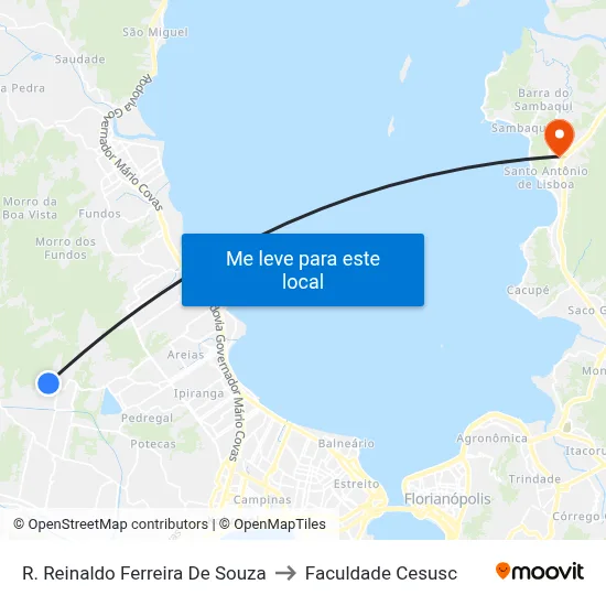R. Reinaldo Ferreira De Souza to Faculdade Cesusc map