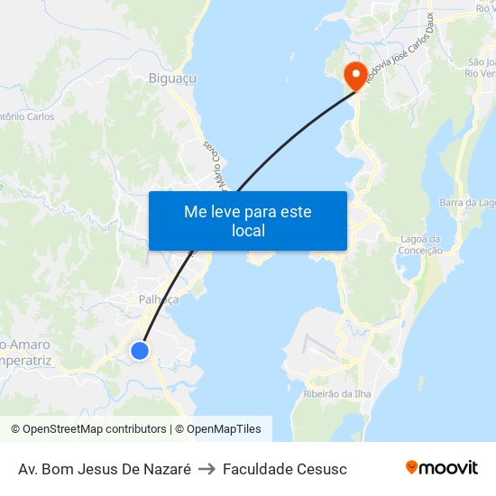 Av. Bom Jesus De Nazaré to Faculdade Cesusc map