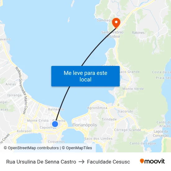 Rua Ursulina De Senna Castro to Faculdade Cesusc map
