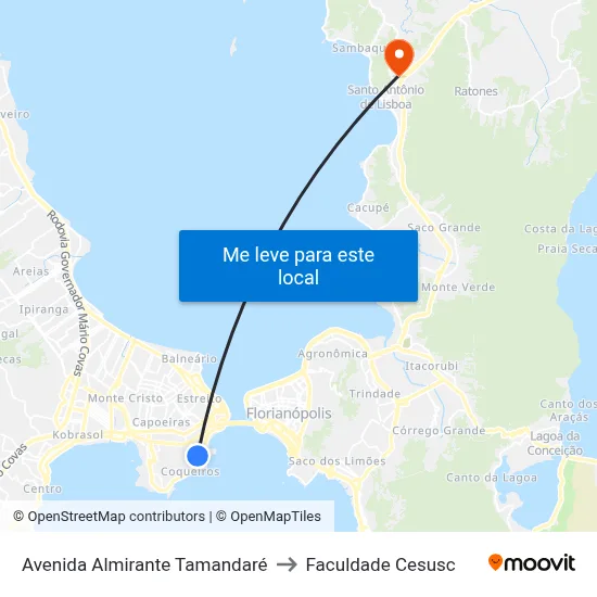 Avenida Almirante Tamandaré to Faculdade Cesusc map