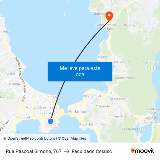 Rua Pascoal Simone, 767 to Faculdade Cesusc map