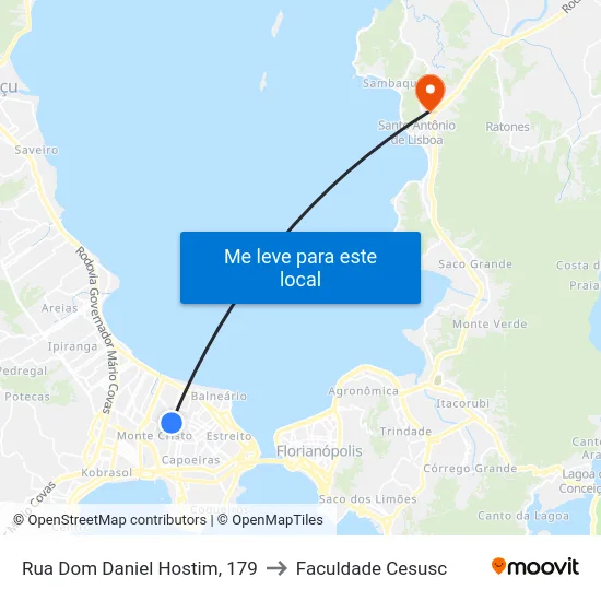 Rua Dom Daniel Hostim, 179 to Faculdade Cesusc map