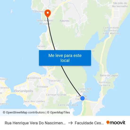 Rua Henrique Vera Do Nascimento, 82 to Faculdade Cesusc map