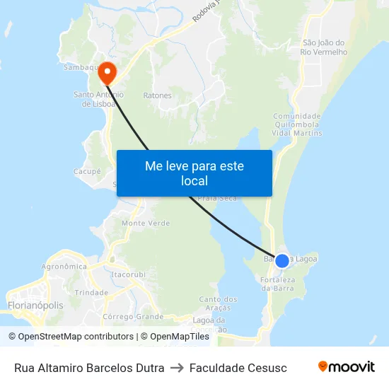 Rua Altamiro Barcelos Dutra to Faculdade Cesusc map