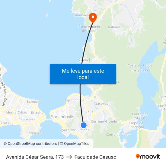 Avenida César Seara, 173 to Faculdade Cesusc map