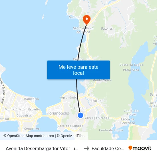 Avenida Desembargador Vítor Lima, 440 to Faculdade Cesusc map