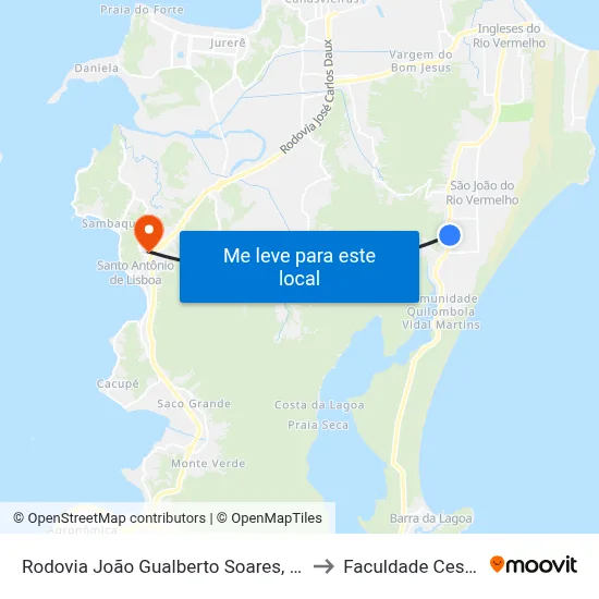 Rodovia João Gualberto Soares, 7145 to Faculdade Cesusc map